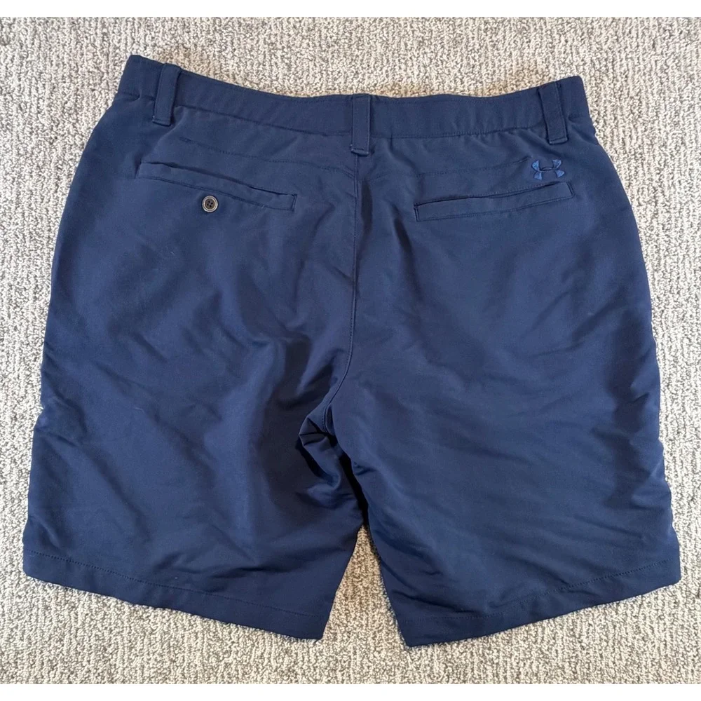 Under Armour Golf‎ Shorts Mens 38 Navy Blue Performance Flat Front Logo